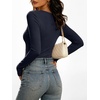 image:imageANRABESS Womens Double Lined Long Sleeve Tops Layer ShirtsNavy Blue