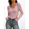 image:imageANRABESS Womens Double Lined Long Sleeve Tops Layer ShirtsPink