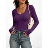 image:imageANRABESS Womens Double Lined Long Sleeve Tops Layer ShirtsPurple
