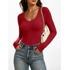 image:imageANRABESS Womens Double Lined Long Sleeve Tops Layer ShirtsRed