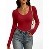 image:imageANRABESS Womens Double Lined Long Sleeve Tops Layer ShirtsRed
