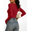 image:imageANRABESS Womens Double Lined Long Sleeve Tops Layer ShirtsRed