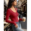 image:imageANRABESS Womens Double Lined Long Sleeve Tops Layer ShirtsRed