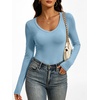 image:imageANRABESS Womens Double Lined Long Sleeve Tops Layer ShirtsSky Blue