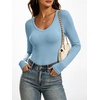 image:imageANRABESS Womens Double Lined Long Sleeve Tops Layer ShirtsSky Blue