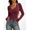image:imageANRABESS Womens Double Lined Long Sleeve Tops Layer ShirtsWine Red