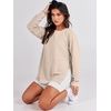 image:imageANRABESS Womens Fall Oversized Crewneck Tunic SweatshirtLight Almond