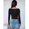 image:imageANRABESS Womens Long Sleeve Boat Neck BodysuitsBlack