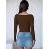 image:imageANRABESS Womens Long Sleeve Boat Neck BodysuitsCoffee