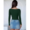 image:imageANRABESS Womens Long Sleeve Boat Neck BodysuitsDeep Green