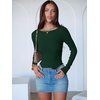 image:imageANRABESS Womens Long Sleeve Boat Neck BodysuitsDeep Green