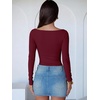 image:imageANRABESS Womens Long Sleeve Boat Neck BodysuitsDeep Red