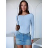 image:imageANRABESS Womens Long Sleeve Boat Neck BodysuitsLight Blue