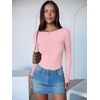 image:imageANRABESS Womens Long Sleeve Boat Neck BodysuitsLight Pink