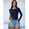 image:imageANRABESS Womens Long Sleeve Boat Neck BodysuitsNavy Blue