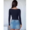 image:imageANRABESS Womens Long Sleeve Boat Neck BodysuitsNavy Blue