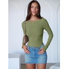 image:imageANRABESS Womens Long Sleeve Boat Neck BodysuitsSage Green