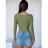 image:imageANRABESS Womens Long Sleeve Boat Neck BodysuitsSage Green