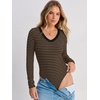 image:imageANRABESS Womens Long Sleeve Bodysuits TopBlack Brown