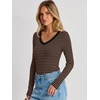image:imageANRABESS Womens Long Sleeve Bodysuits TopBlack Brown