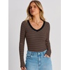 image:imageANRABESS Womens Long Sleeve Bodysuits TopBlack Brown