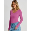 image:imageANRABESS Womens Long Sleeve Bodysuits TopHot Pink