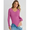 image:imageANRABESS Womens Long Sleeve Bodysuits TopHot Pink