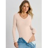 image:imageANRABESS Womens Long Sleeve Bodysuits TopLight Pink