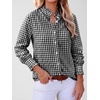 image:imageANRABESS Womens Long Sleeve Button Down Shirts Gingham Striped BlousesBlack White Plaid