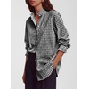 image:imageANRABESS Womens Long Sleeve Button Down Shirts Gingham Striped BlousesBlack White Plaid
