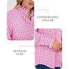 image:imageANRABESS Womens Long Sleeve Button Down Shirts Gingham Striped BlousesHot Pink White Plaid