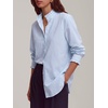 image:imageANRABESS Womens Long Sleeve Button Down Shirts Gingham Striped BlousesLight Blue White Stripe