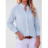 image:imageANRABESS Womens Long Sleeve Button Down Shirts Gingham Striped BlousesLight Blue White Stripe