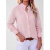 image:imageANRABESS Womens Long Sleeve Button Down Shirts Gingham Striped BlousesPink White Stripe