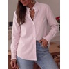 image:imageANRABESS Womens Long Sleeve Button Down Shirts Gingham Striped BlousesPink White Stripe