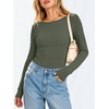 image:imageANRABESS Womens Long Sleeve Shirts Boat Neck Fitted TopsArmy Green