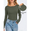 image:imageANRABESS Womens Long Sleeve Shirts Boat Neck Fitted TopsArmy Green