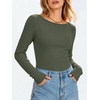 image:imageANRABESS Womens Long Sleeve Shirts Boat Neck Fitted TopsArmy Green