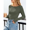 image:imageANRABESS Womens Long Sleeve Shirts Boat Neck Fitted TopsArmy Green