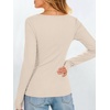 image:imageANRABESS Womens Long Sleeve Shirts Boat Neck Fitted TopsBeige
