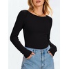 image:imageANRABESS Womens Long Sleeve Shirts Boat Neck Fitted TopsBlack