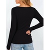 image:imageANRABESS Womens Long Sleeve Shirts Boat Neck Fitted TopsBlack