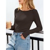image:imageANRABESS Womens Long Sleeve Shirts Boat Neck Fitted TopsCoffee