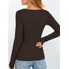 image:imageANRABESS Womens Long Sleeve Shirts Boat Neck Fitted TopsCoffee