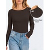 image:imageANRABESS Womens Long Sleeve Shirts Boat Neck Fitted TopsCoffee