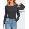 image:imageANRABESS Womens Long Sleeve Shirts Boat Neck Fitted TopsDeep Grey