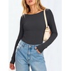 image:imageANRABESS Womens Long Sleeve Shirts Boat Neck Fitted TopsDeep Grey