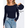 image:imageANRABESS Womens Long Sleeve Shirts Boat Neck Fitted TopsNavy Blue