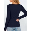 image:imageANRABESS Womens Long Sleeve Shirts Boat Neck Fitted TopsNavy Blue