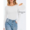 image:imageANRABESS Womens Long Sleeve Shirts Boat Neck Fitted TopsWhite